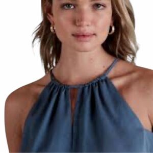 NEW Banana Republic Vintage Blue Satin Halter Tank Top Blouse Shirt size XXL